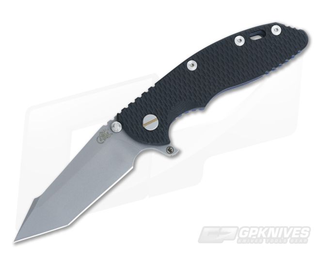 Hinderer Knives XM-18 3.5" Black Fatty Harpoon Tanto Battle Blue Frame - HK-0129