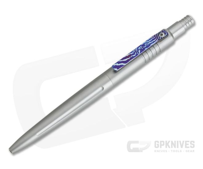 Pena Knives X-Series Click Pen Gray Titanium Mokuti Clip Black Ink Pen - PK-012