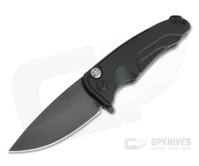 Medford Smooth Criminal Green Aluminum Black PVD S35VN Button Lock Flipper - MKT-012