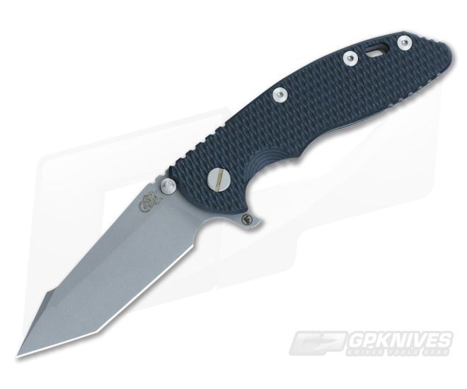 Hinderer Knives XM-18 3.5" Black-Blue Fatty Harpoon Tanto Working Finish #2 - HK-0130