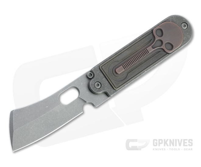 Serge Knife Co. Bean Flipper Mid-Tech Cleaver Acid Washed Nitro-V Copper Skull Titanium Slip Joint 015 - SKC-015