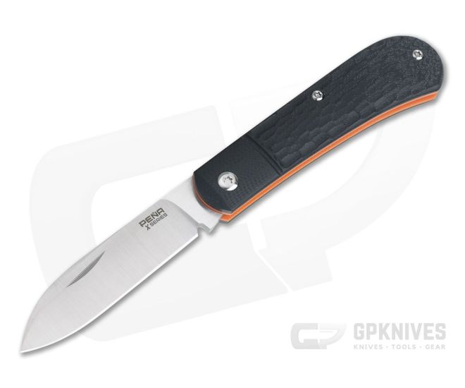Pena Knives X-Series Spear Point Slipjoint Satin M390 Jigged Black G10 Slipjoint Folder - PK-017