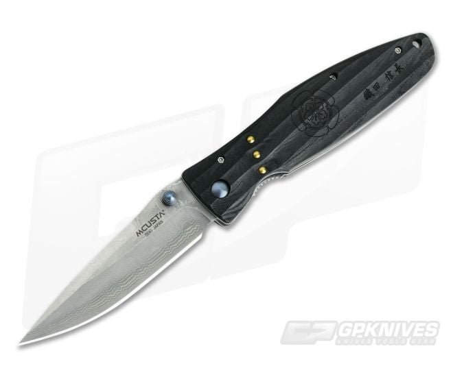 MCusta Nobunaga Oda Damascus Folder Black Micarta - MC-0181D