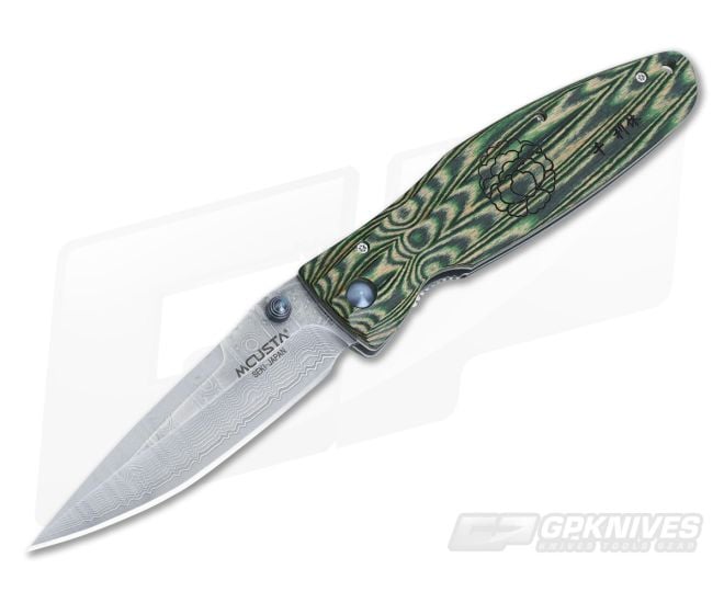 MCusta Rikyu Damascus Folder Green Micarta - MC-0184D