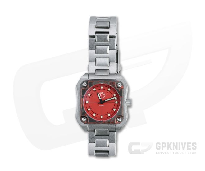 Serge Knife Co. Model 1 Wristwatch Red Dial Lava Flow Fat Carbon Bezel Miyota 9039 Movement 018 - SKC-018