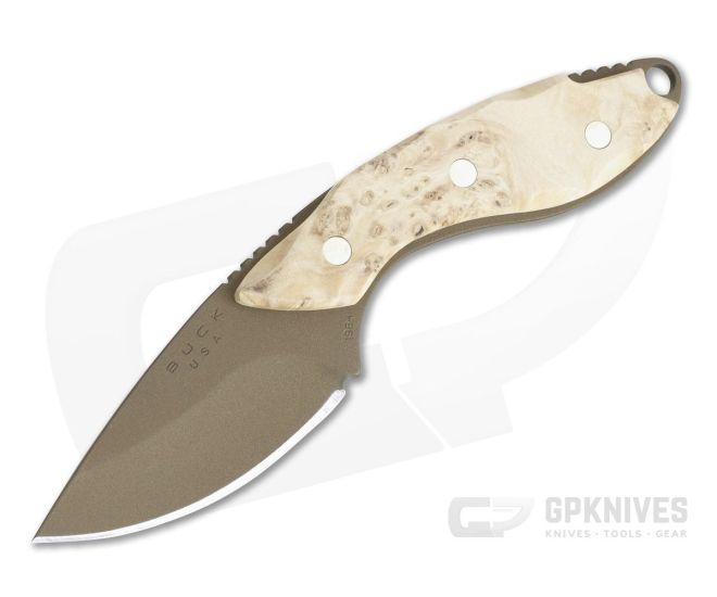 Buck 196 Mini Alpha Hunter Legacy LTD Burnt Bronze Cerakote CPM-154 Box Elder Burl Fixed Blade Hunter 0196BWSLE - BU-0196BWSLE
