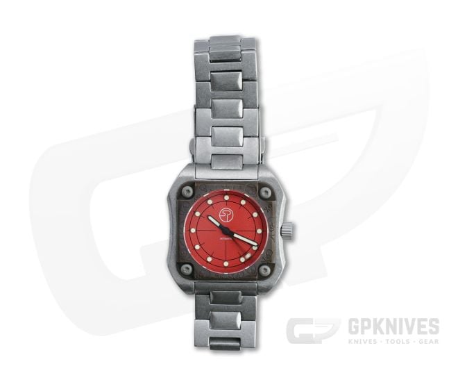 Serge Knife Co. Model 1 Wristwatch Red Dial Copper Skulls Bezel Miyota 9039 Movement 019 - SKC-019