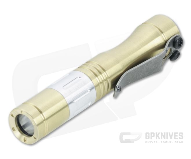 Dawson Machine Craft Hoku Clicky Flashlight Brass with Aluminum Groove Engine (4500K) - DMC-019