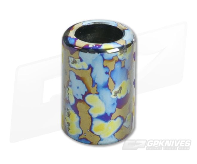 Ti Survival Titanium Lanyard Bead Grooveless Polished Multi Blotch Anodized - TS-019