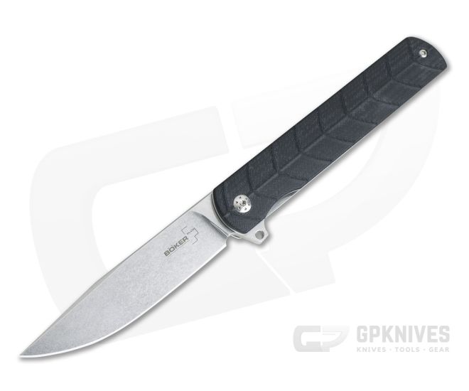 Boker Plus Legion Stonewashed Clip Point Black G10 Liner Lock Flipper 01BO242 - BO-01BO242