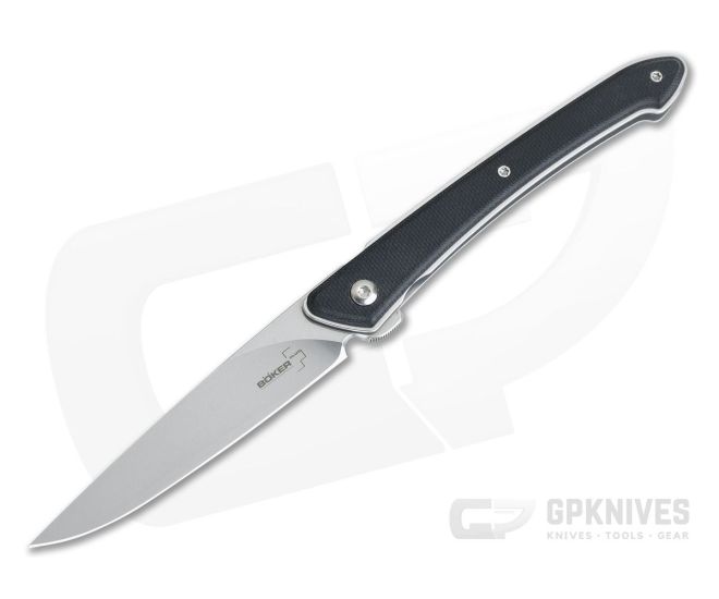 Boker Plus Spillo Satin VG10 Drop Point Black G10 Ultralight Liner Lock Flipper 01BO244 - BO-01BO244