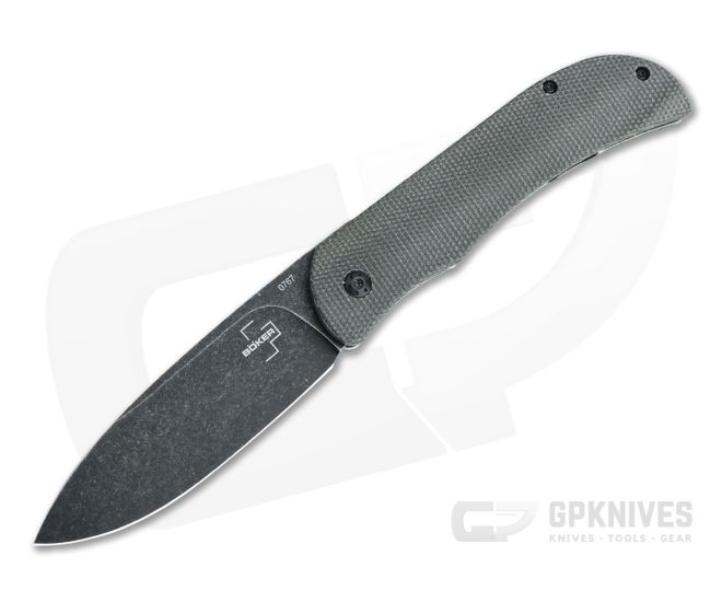 Boker Plus Exskelibur I Black Stonewashed D2 Green Micarta Frame Lock Front Flipper 01BO359 - BO-01BO359