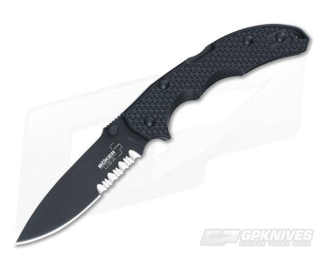 Boker Plus Patriot USA Black Tactical Serrated Knife 01BO371 - BO-01BO371