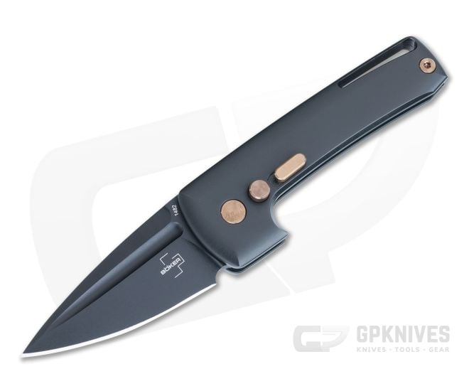 Boker Plus Harlock Mini Automatic Black Stainless Handle Black 154CM Blade 01BO392 - BO-01BO392