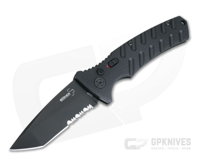 Boker Plus Strike Tanto Black Auto Partially Serrated Black Blade 01BO401N - BO-01BO401N