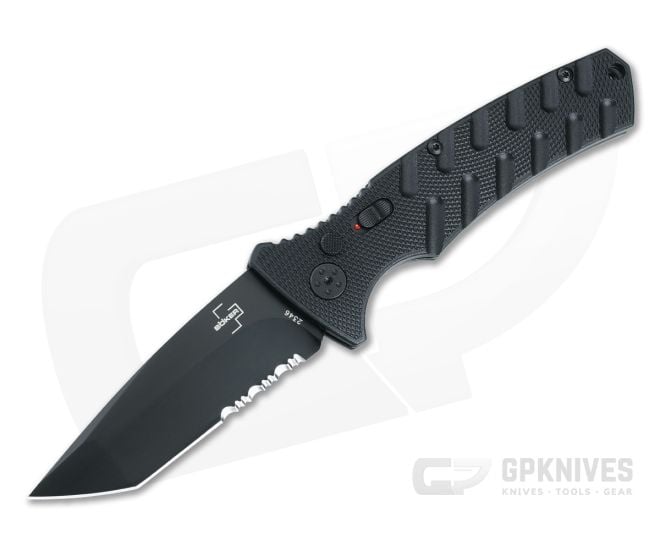 Boker Plus Strike D2 Tanto Black Part Serrated Auto - BO-01BO458N