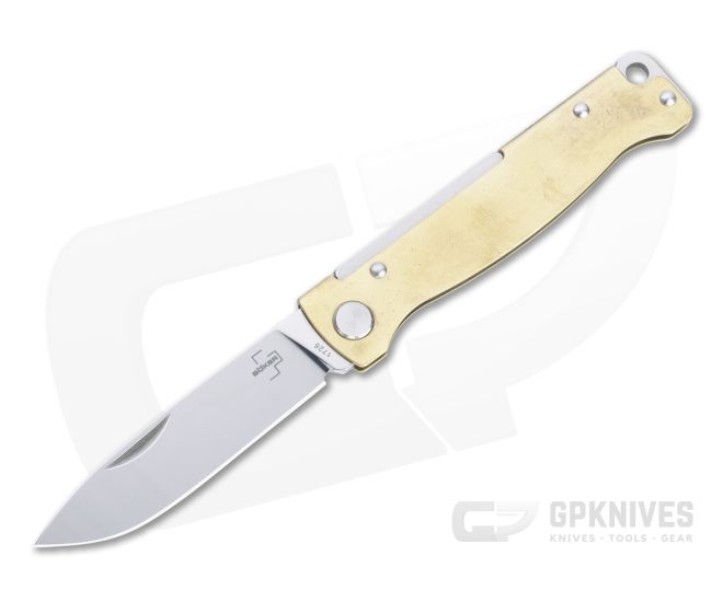 Boker Plus Atlas Brass 12C27 EDC Slip Joint Folder 01BO853 - BO-01BO853