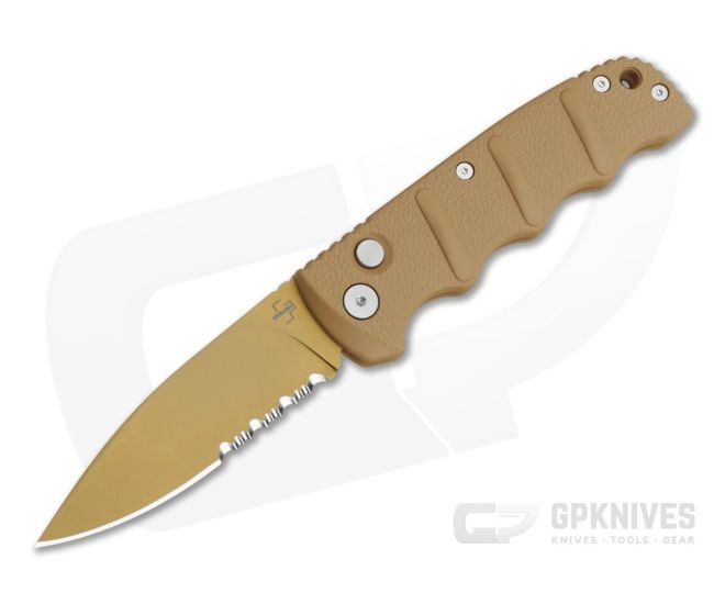 Boker Plus Kalashnikov Desert Tan Aluminum D2 Partially Serrated Automatic Knife (3.35" Blade) 01BP0155 - BO-01BP0155