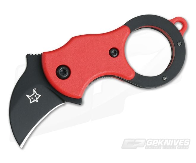 Fox Knives Mini-Ka Black Liner Lock Key Ring Karambit Red FRN 01FX324 - BO-01FX324
