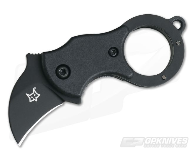 Fox Knives Mini-Ka Black Liner Lock Key Ring Karambit Black FRN 01FX325 - BO-01FX325