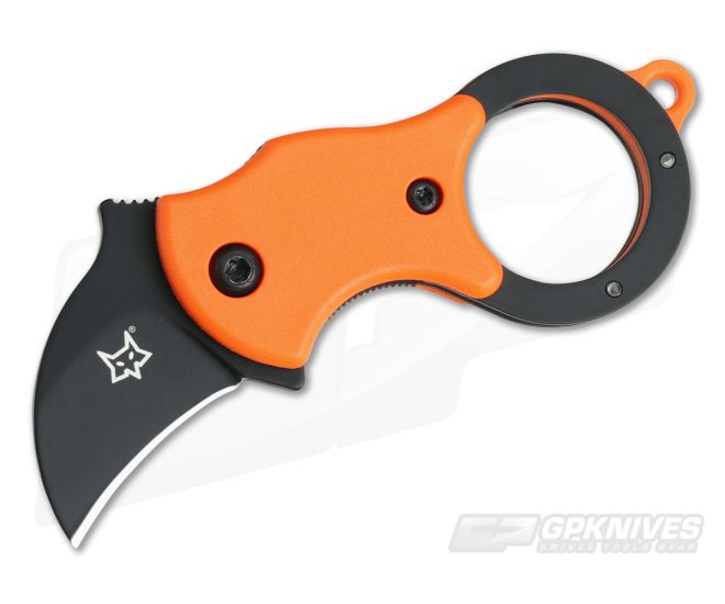 Fox Knives Mini-Ka Black Liner Lock Key Ring Karambit Orange FRN 01FX330 - BO-01FX330