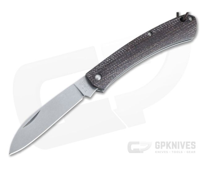 Fox Knives Nauta Stonewashed 420C Brown Burlap Micarta Slip Joint Knife 01FX879 - BO-01FX879