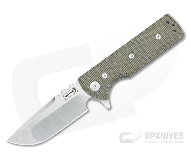 Chaves Ultramar T.A.K. Drop Point M390 Green Canvas Micarta Flipper - CKT-020