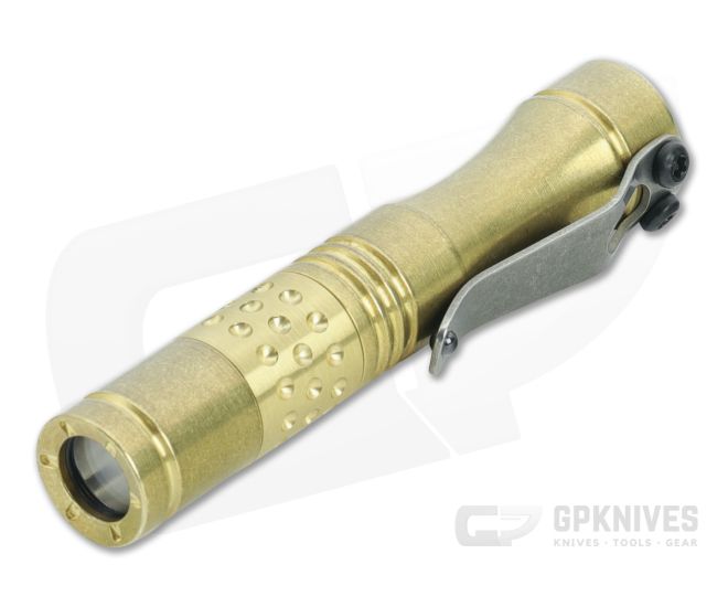 Dawson Machine Craft Hoku Clicky Flashlight Tumbled Brass with Brass Dimple Engine (4500K) - DMC-020