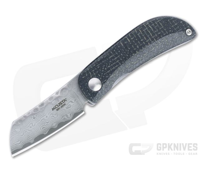 MCusta Petit San Mai Damascus Black/Orange Jute Micarta Liner Lock Front Flipper 0211D - MC-0211D