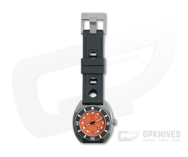 Serge Knife Co. Model 2 Wristwatch Orange Dial Stonewashed Case Miyota 9015 Movement 021 - SKC-021