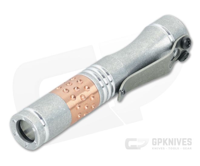 Dawson Machine Craft Hoku Clicky Flashlight Tumbled Aluminum with Copper Dimple Engine (4500K) - DMC-023