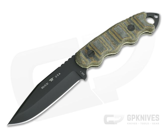 Buck 245 Matt Would Go Black Cerakote 5160 Micarta Fixed Blade 0245MCSMWG2 - BU-0245MCSMWG2