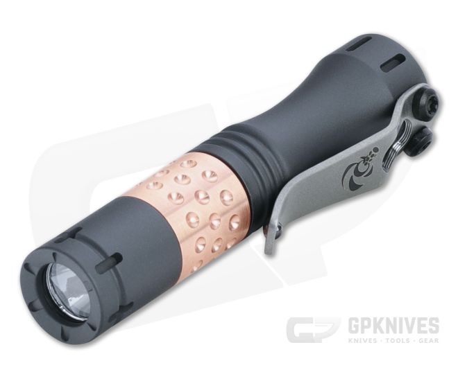 Laulima Metal Craft Hoku HVV Short Milled Gray Cerakote Titanium Copper Dimpled Flashlight - LMC-LMC024