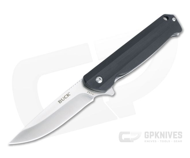Buck 251 Langford Stainless Steel Black G10 Liner Lock Flipper Folding Knife 0251BKS - BU-0251BKS