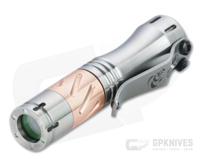 Laulima Metal Craft Hoku HVV Mule Short Milled Satin Titanium Copper Twist Groove Flashlight - LMC-LMC025