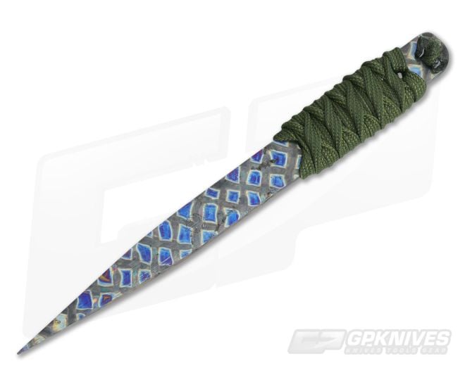 M Strider Knives Flamed Titanium Nail 5.69" Cord Wrapped Fixed Blade - MSK-026