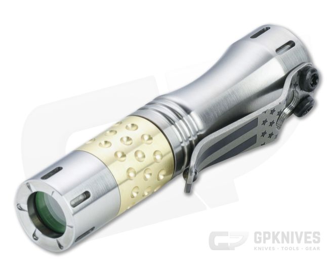 Laulima Metal Craft Hoku HVV Mule Short Milled Satin Titanium Brass Dimpled Flashlight - LMC-LMC026