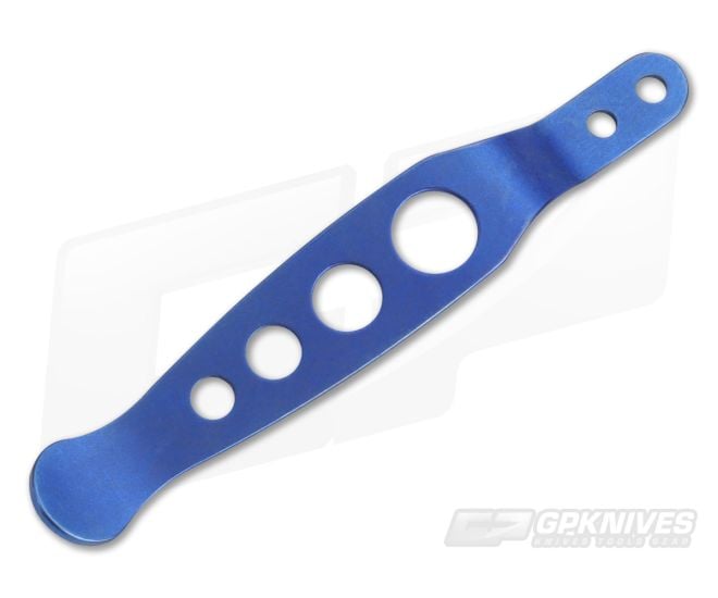 Hinderer Holey Pocket Clip Titanium Blue - HK-0276