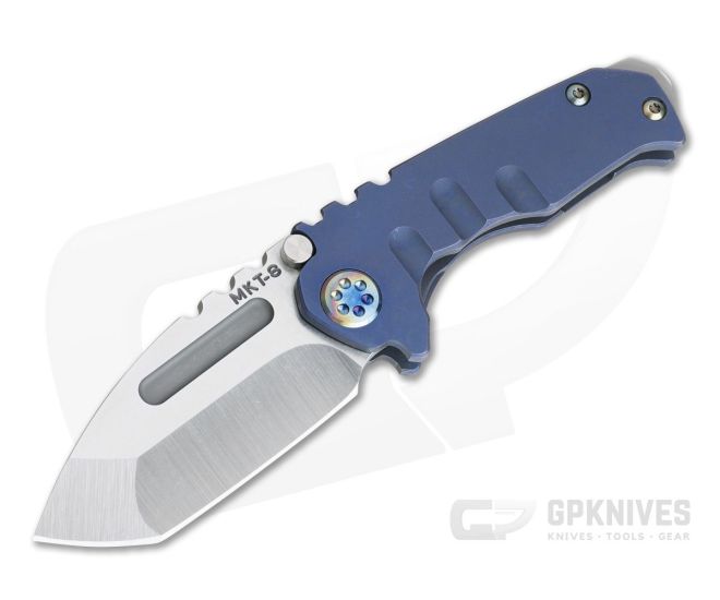 Medford Micro Praetorian T Tanto Tumbled S35VN Blue Anodized Titanium Frame Lock Folder - MKT-028