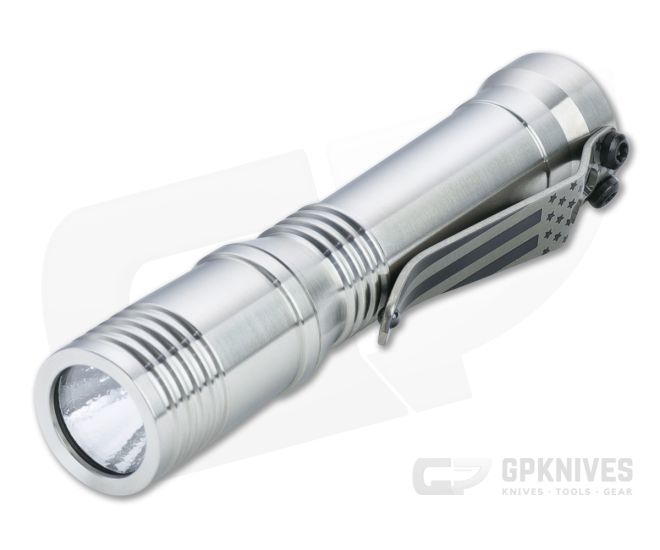 Laulima Metal Craft Ion Slim Satin Titanium American Flag Clip 14500 Flashlight - LMC-LMC028