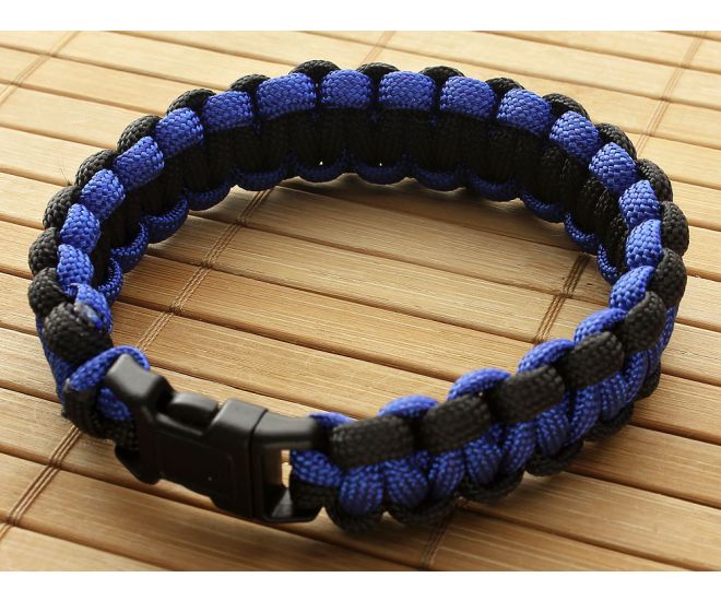 Paracord Bracelet Black and Blue Large - AC-02930