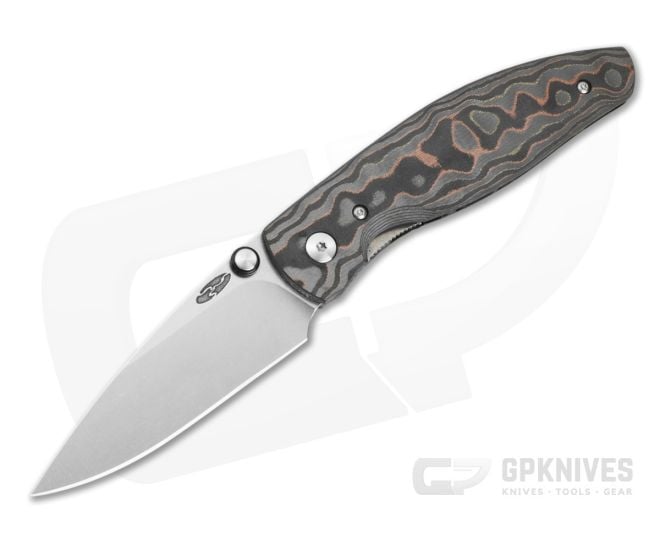 TRM Atom 3D Mokume Camo Carbon MagnaCut Liner Lock Folding Knife (3.50" Blade) - TRM-029