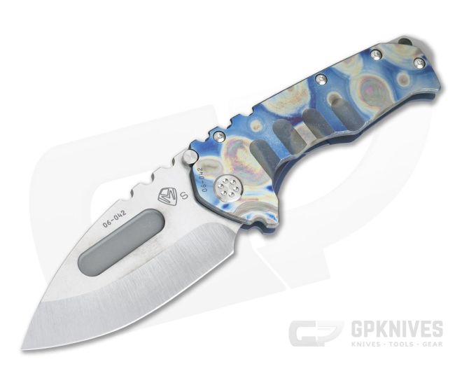 Medford Praetorian T Drop Point Tumbled S35VN Faced Flame Blue Anodized Titanium Frame Lock Folder - MKT-029