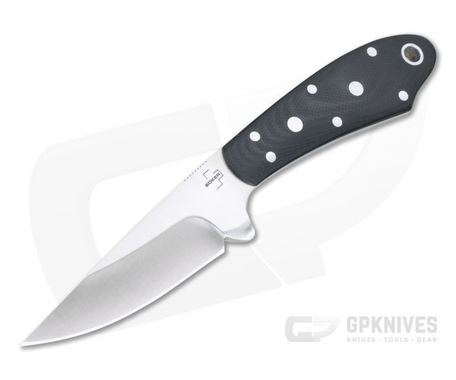 Boker Plus Backdrop Yurco Satin D2 Black G10 Fixed Blade Neck Knife 02BO028 - BO-02BO028