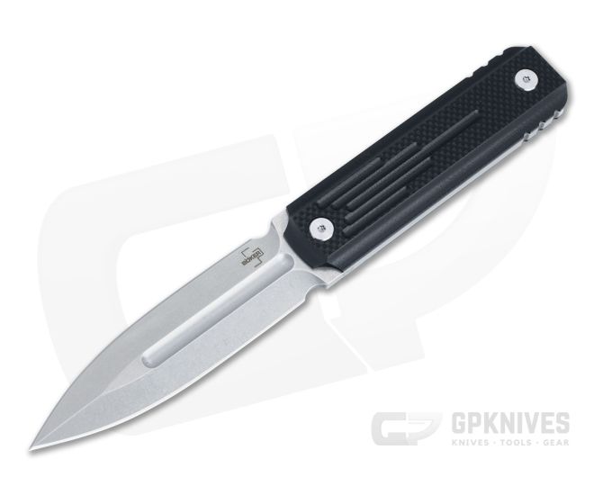 Boker Plus Omerta Stout Dagger Stonewashed D2 Black G10 Boot Knife 02BO032 - BO-02BO032