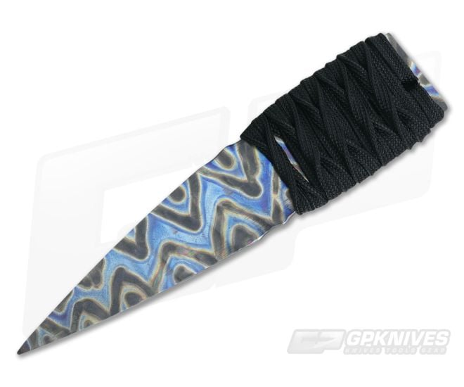 M Strider Knives Flamed Titanium Wide Nail 4.75" Cord Wrapped Fixed Blade - MSK-032