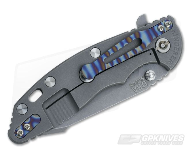 Hinderer Flamed Pocket Clip and Filler Tab Titanium - HK-0339