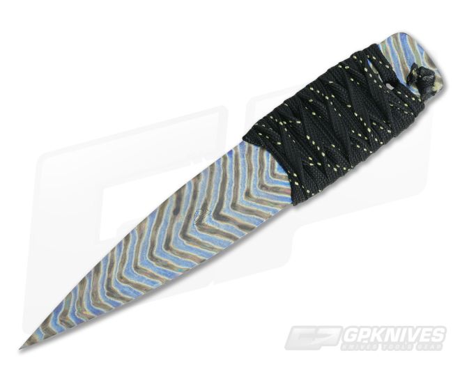 M Strider Knives Flamed Titanium Wide Nail 5.88" Cord Wrapped Fixed Blade #2 - MSK-034