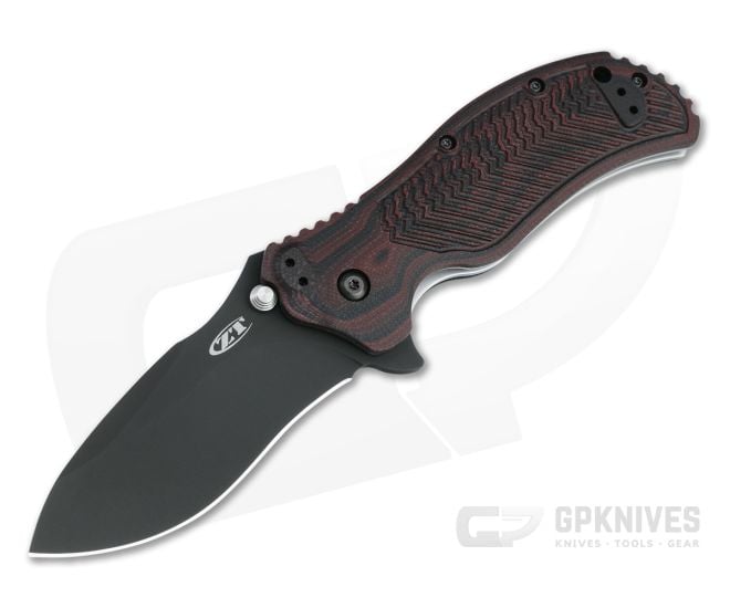 Zero Tolerance 0350 Assisted Flipper Black S30V 3D Black Cherry G10 Folder 0350C - ZT-0350C