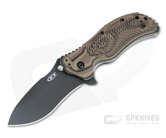Zero Tolerance 0350 Assisted Flipper Black S30V 3D Hyena Brown G10 Folder 0350HB - ZT-0350HB